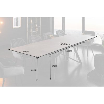  Stół Atlas 180 cm - 220 cm 260 cm. Beton optik keramik 