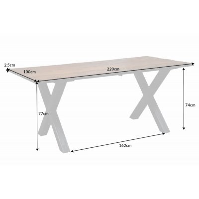  Stół Barracuda mit geflexten X Gestell 220cm