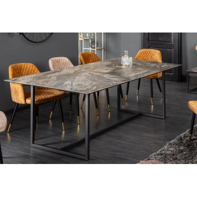 Stół Symbiose 200 cm . z ceramicznym blatem w optyce marmuru 