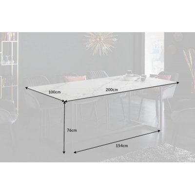  Stół Symbiose 200 cm  z ceramicznym blatem w optyce marmuru 
