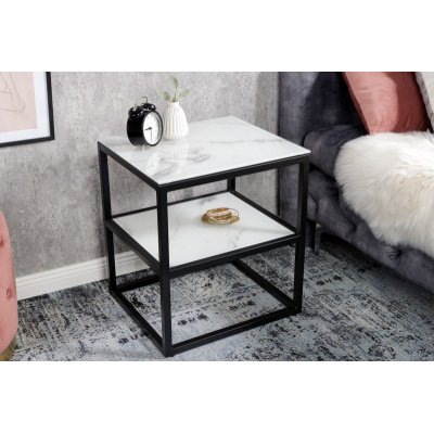 Stolik boczny Elegance 45 cm biały marmur