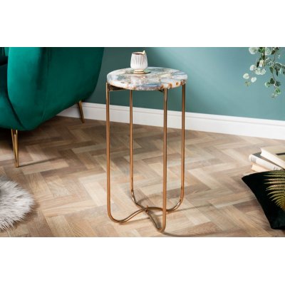  Stolik kawowy NOBLE 35cm agatowy niebiesko-biały