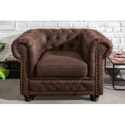  Fotel Chesterfield ciemno brązowy