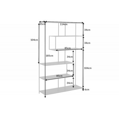  Regał Slim line 185 x 115 cm czarny jesion