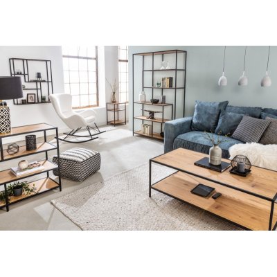  Regał biblioteczny industrialny SLIM LINE 185 x 114 cm dąb dziki czarny sześć półek