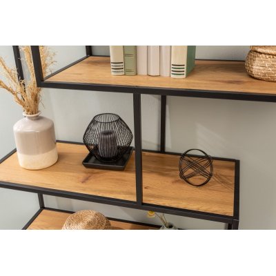  Regał biblioteczny industrialny SLIM LINE 185 x 114 cm dąb dziki czarny sześć półek