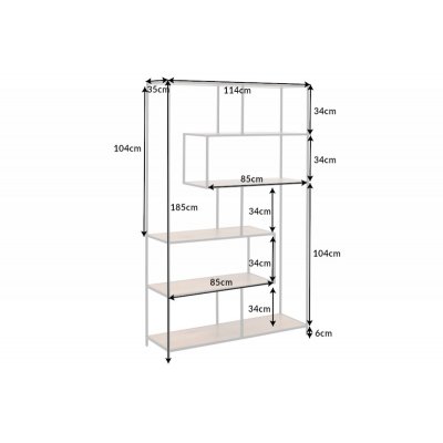  Regał biblioteczny industrialny SLIM LINE 185 x 114 cm dąb dziki czarny sześć półek