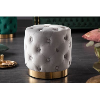 Pufa Modern Barock 35 cm szaro złoty