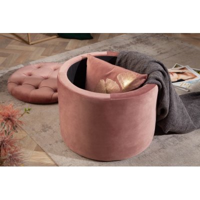  Pufa Modern Barock Storage 50 cm aksamitna różowa