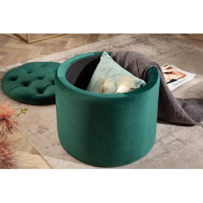  Pufa Modern Barock Storage 50 cm aksamitna szmaragdowozielona