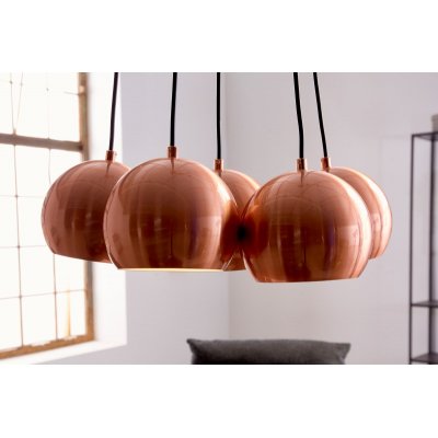   Lampa wisząca Perlota 5 ramienna , miedziane kule