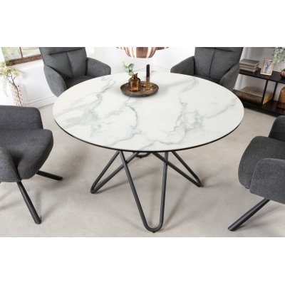  Stół okrągły 120 cm biały marmur ceramiczny 