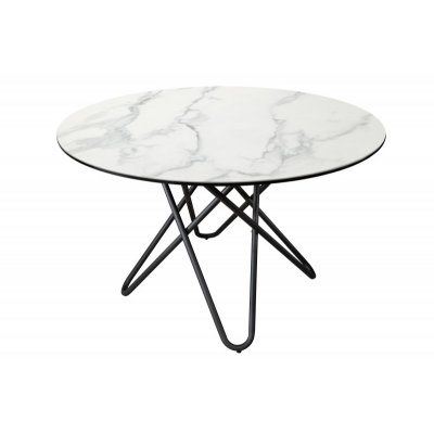  Stół okrągły 120 cm biały marmur ceramiczny 
