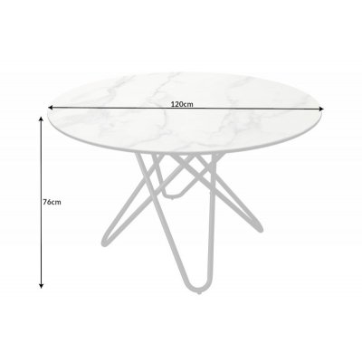  Stół okrągły 120 cm biały marmur ceramiczny 