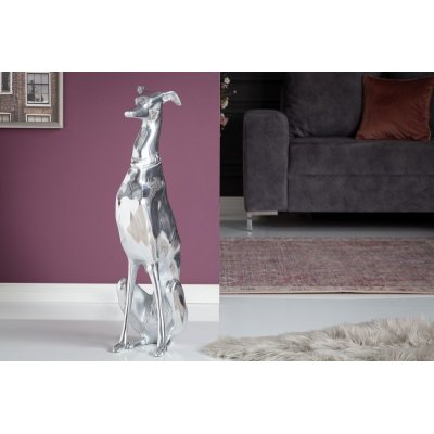   Rzeźba psa Greyhund ALU 70 cm silver