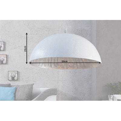  Lampa wisząca Glow biało srebrna.
