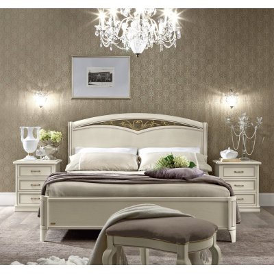 NOSTALGIA RICORDI NIGHT BIANCO ŁÓŻKO DREWNIANE Z RINGIEM 180X200 WŁOSKIE MEBLE STYLOWE