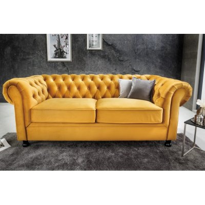 SOFA TRZYOSOBOWA CHESTERFILD WINDSOR MUSZTARDOWOŻÓŁTA