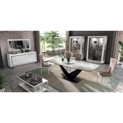  Elite White – nowoczesna biała ława w połysku z hartowanym szkłem 120x120x40 cm.