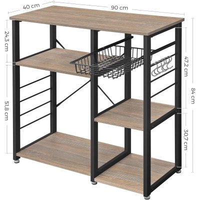  INDUSTRIAL pomocnik kuchenny w kolorze bielonego dębu h. 90 cm 