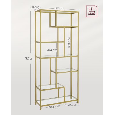  Absolutny⭐ HIT CENOWY - OKAZJA     INDUSTRIAL metalowy złoty regał na książki wysokość 180 cm,