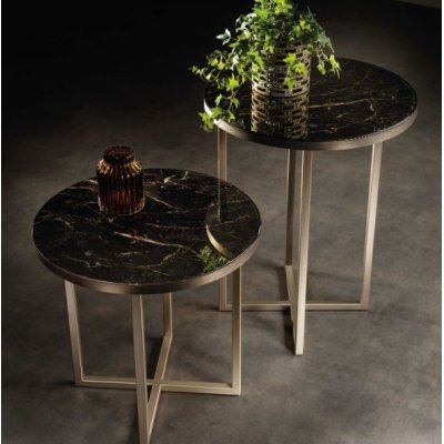 LUCE DARK Włoski Stolik Pod Lampę Wysoki Okrągły  H 65 FI 50 cm  Włoskie Meble Do Salonu 