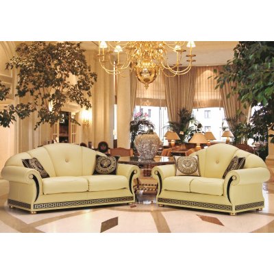  sofa EMPORI 3 osobowa w skórze,  meandrem Versace Włoska Sofa 215x95 h 100,