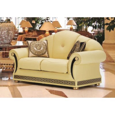 sofa EMPORI 3 osobowa w skórze,  meandrem Versace Włoska Sofa 215x95 h 100,
