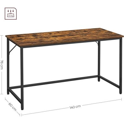  INDUSTRIAL -Stolik pod komputer-biurko, wąski stolik 140 x 60 x 75 cm vintage brązowo-czarny