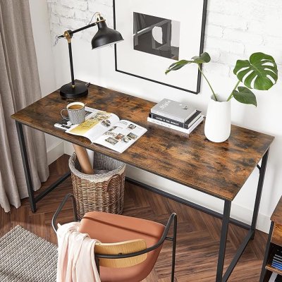  INDUSTRIAL -Stolik pod komputer-biurko, wąski stolik 140 x 60 x 75 cm vintage brązowo-czarny