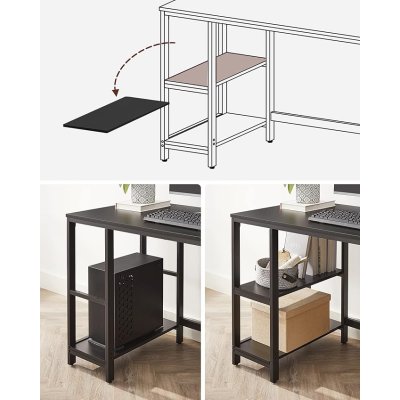  INDUSTRIAL -Stolik pod komputer-biurko, wąski stolik 120 x 60 x 76 cm  szaro-czarny