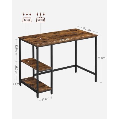  INDUSTRIAL -Stolik pod komputer-biurko, wąski stolik 100 x 50 x 75 cm  vintage brązowo-czarny
