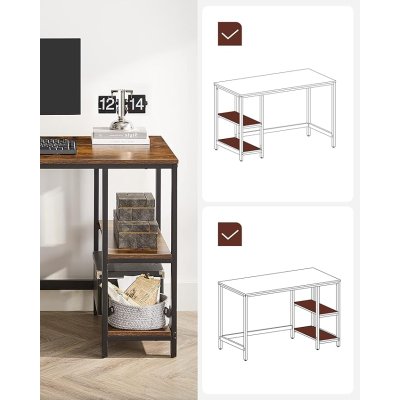  INDUSTRIAL - Stolik pod komputer-biurko 120 x 60 x 76 cm  vintage brązowo-czarny