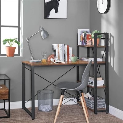  INDUSTRIAL - Stolik pod komputer-biurko z półeczkami 120 x 60 x 120 cm  vintage brązowo-czarny