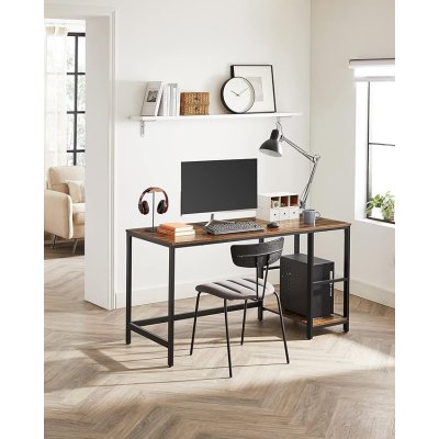  INDUSTRIAL - Stolik pod komputer-biurko 140 x 60 x 76 cm   brązowo-czarny