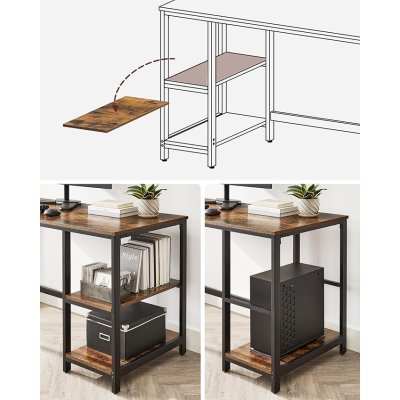  INDUSTRIAL - Stolik pod komputer-biurko 140 x 60 x 76 cm   brązowo-czarny