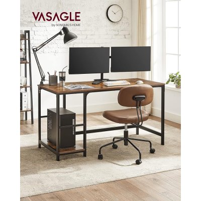  INDUSTRIAL - Stolik pod komputer-biurko 140 x 60 x 76 cm   brązowo-czarny