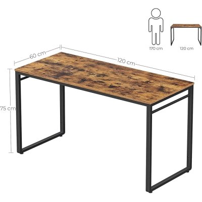   INDUSTRIAL -Stolik pod komputer-biurko, wąski stolik 120 x 60 x 75 cm  brązowo-czarny vintage