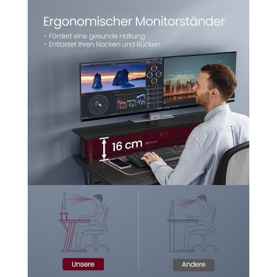  INDUSTRIAL - Mobilne biurko komputerowe, z podstawką na monitor, 100 x 50 x 90 cm,  kolor klasyczna czerń