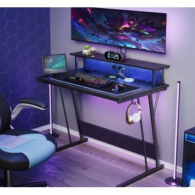  INDUSTRIAL - Mobilne biurko komputerowe, z podstawką na monitor, 100 x 50 x 90 cm,  kolor klasyczna czerń