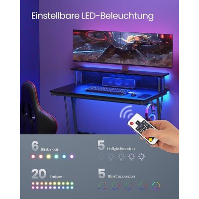  INDUSTRIAL - Mobilne biurko komputerowe, z podstawką na monitor, 100 x 50 x 90 cm,  kolor klasyczna czerń
