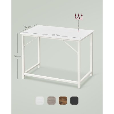  INDUSTRIAL -Stolik pod komputer-biurko, 100 x 50 x 76 cm industrialny styl, metalowa rama, biały klon