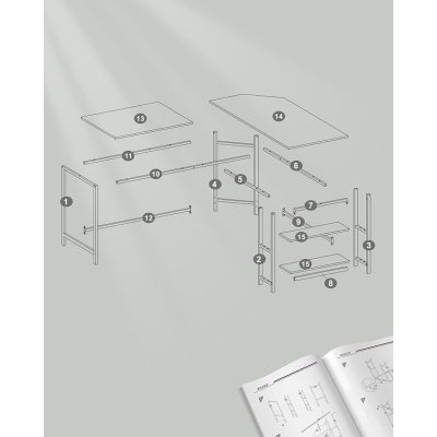  INDUSTRIAL -Stolik pod komputer-biurko, z pułeczkami 138 x 138 x 76 cm kolor, biały klon