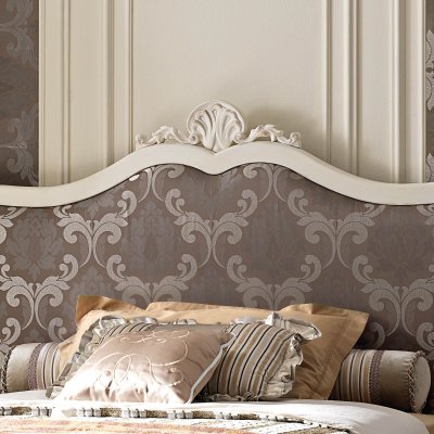  VENERE Antyczna Biel Łoże Queen Size Tapicerowane 140 X 200 cm Elegancka i  Klasyczna  Włoskie Meble Drewniane Do Sypialni