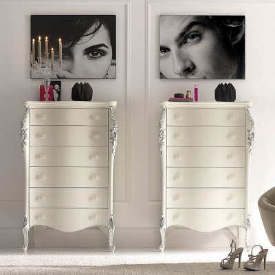 VENERE Antyczna Biel Szyfoniera Komoda Elegancka i  Klasyczna  Włoskie Meble Drewniane Do Sypialni