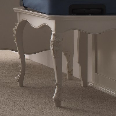  VENERE Antyczna Biel  Klasyczna ławka Stołek  Elegancka i  Klasyczna Włoskie Meble Drewniane Do Sypialni