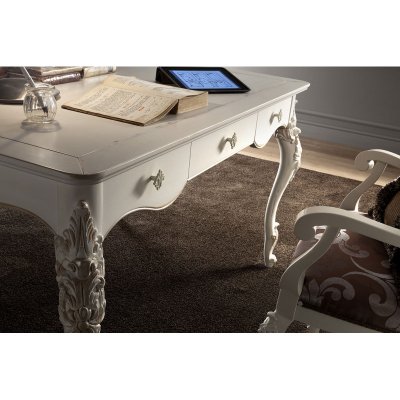 VENERE  Elegancki i Klasyczne biurko z 3 szufladami Włoskie Meble Drewniane