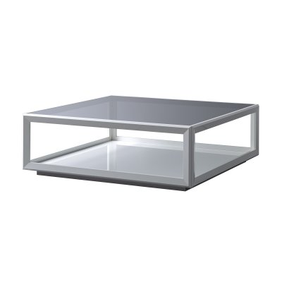  Elite White – nowoczesna biała ława w połysku z hartowanym szkłem 120x120x40 cm.