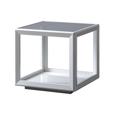  Elite White – nowoczesny biały stolik ława w połysku z hartowanym szkłem 60x60x55 cm.