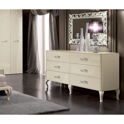 Magic Beige  - włoska komoda w stylu Fendi Casa kolor beżowa wysoki połysk
